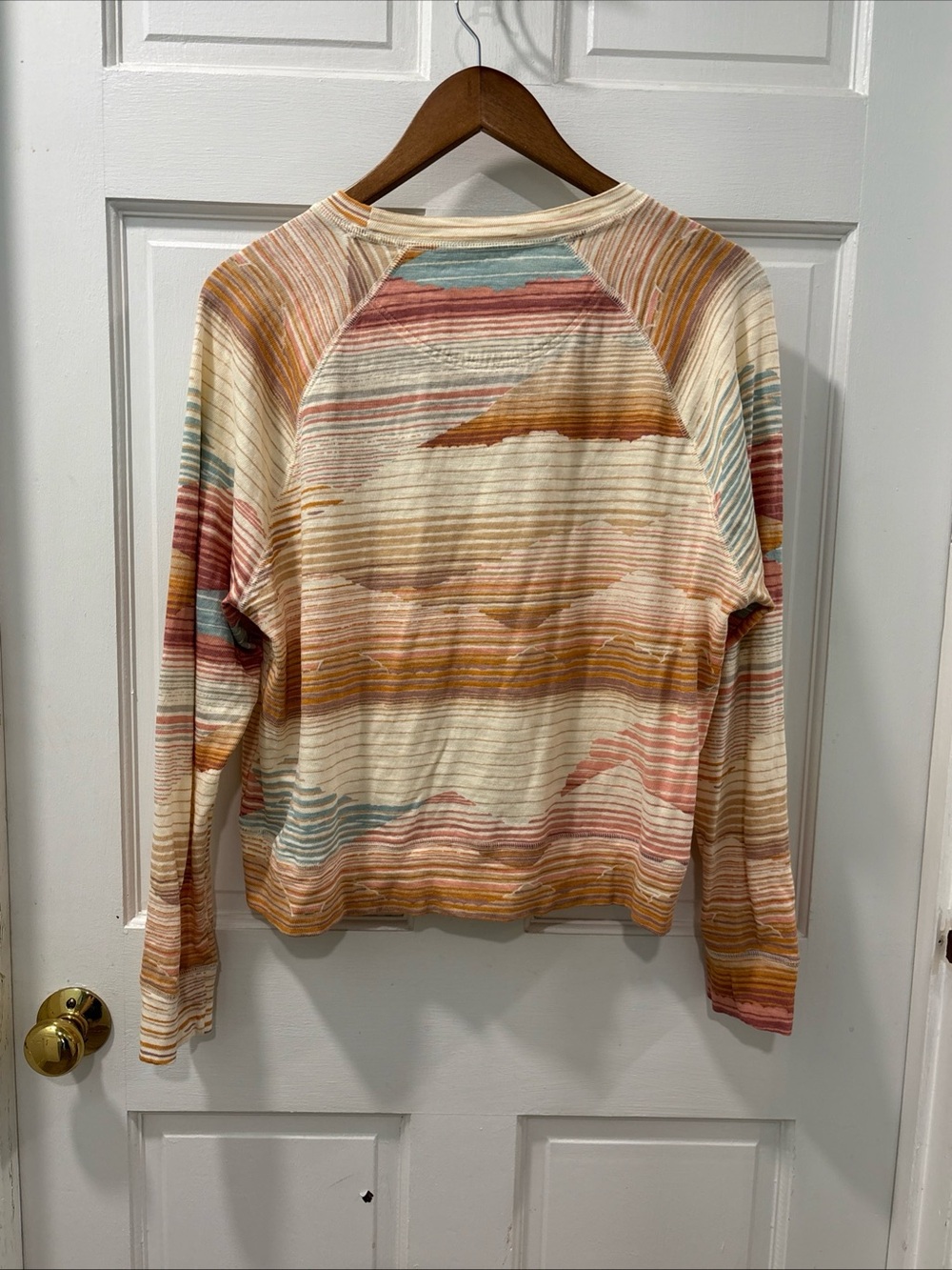 Faherty Women’s Sunwashed Slub Crewneck Size Large Stripe Landscape Organic NWOT - Picture 7 of 7